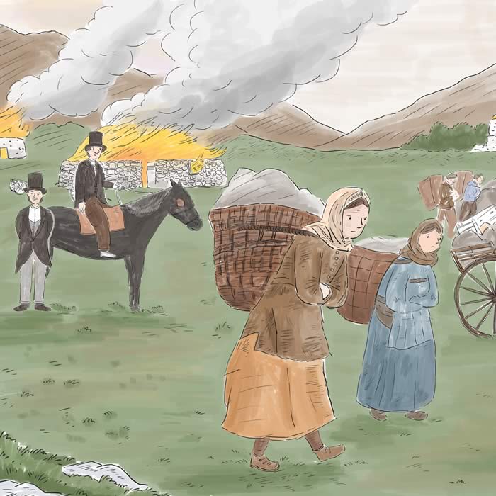 Illustration: Family being evicted from house